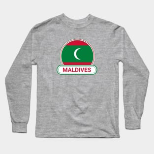 Maldives Country Badge - Maldives Flag Long Sleeve T-Shirt